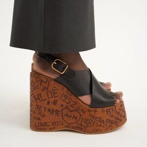 Chloe Black Máxime Wedge Sandal 36IT